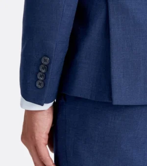 Ashford Cotton Textured Blue Suit Cuffs