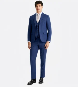 Ashford Cotton Textured Blue Suit Front