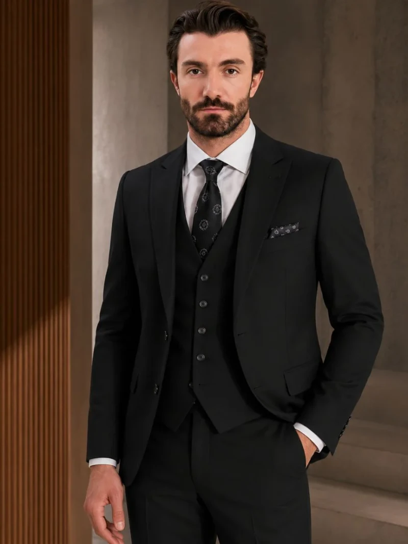 Ashford Cotton Twill Black Suit