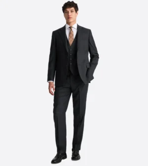 Ashford Cotton Twill Black Suit Front
