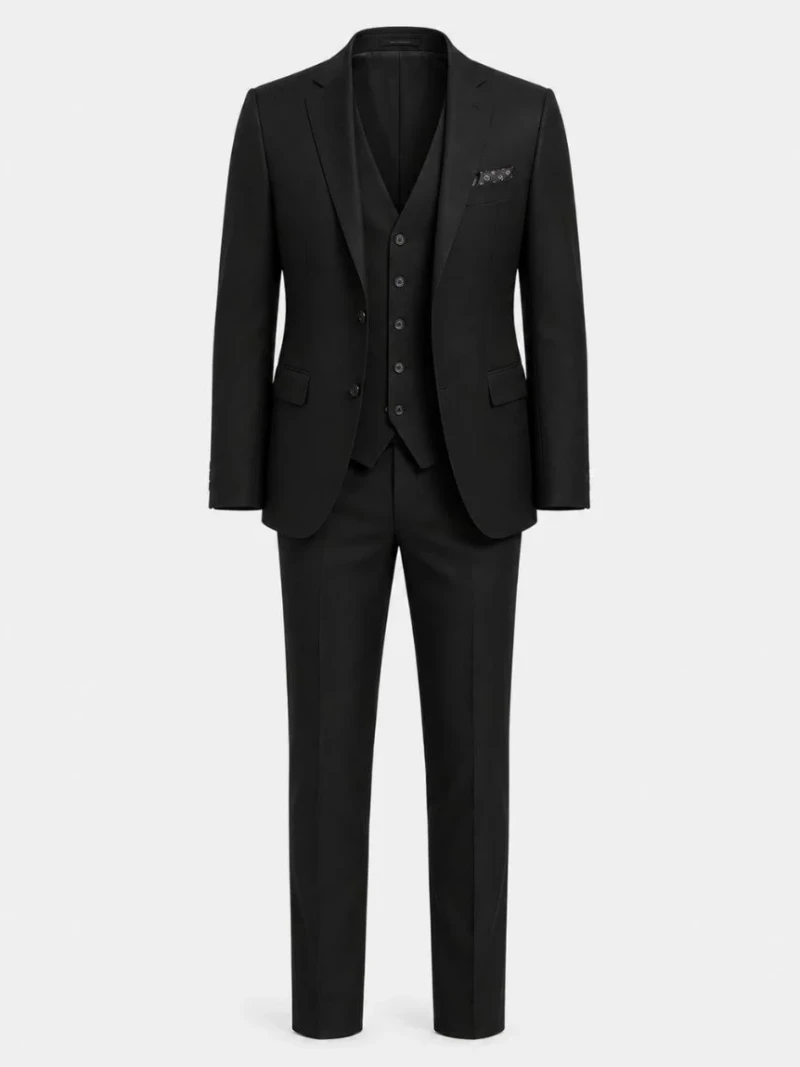 Ashford Cotton Twill Black Suit Front View