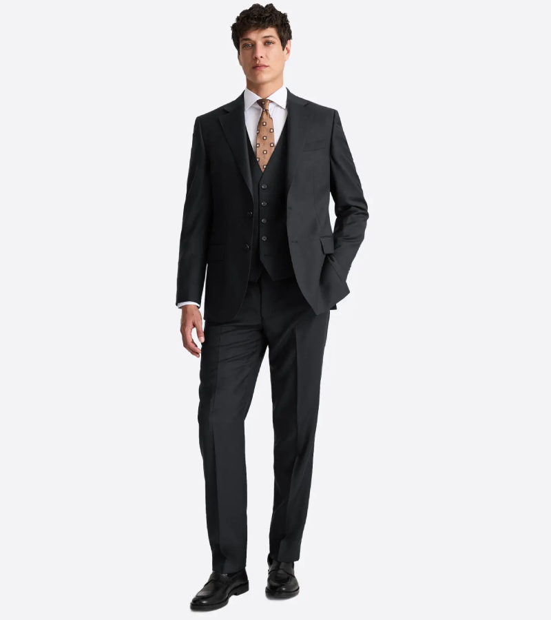 Ashford Cotton Twill Black Suit Front