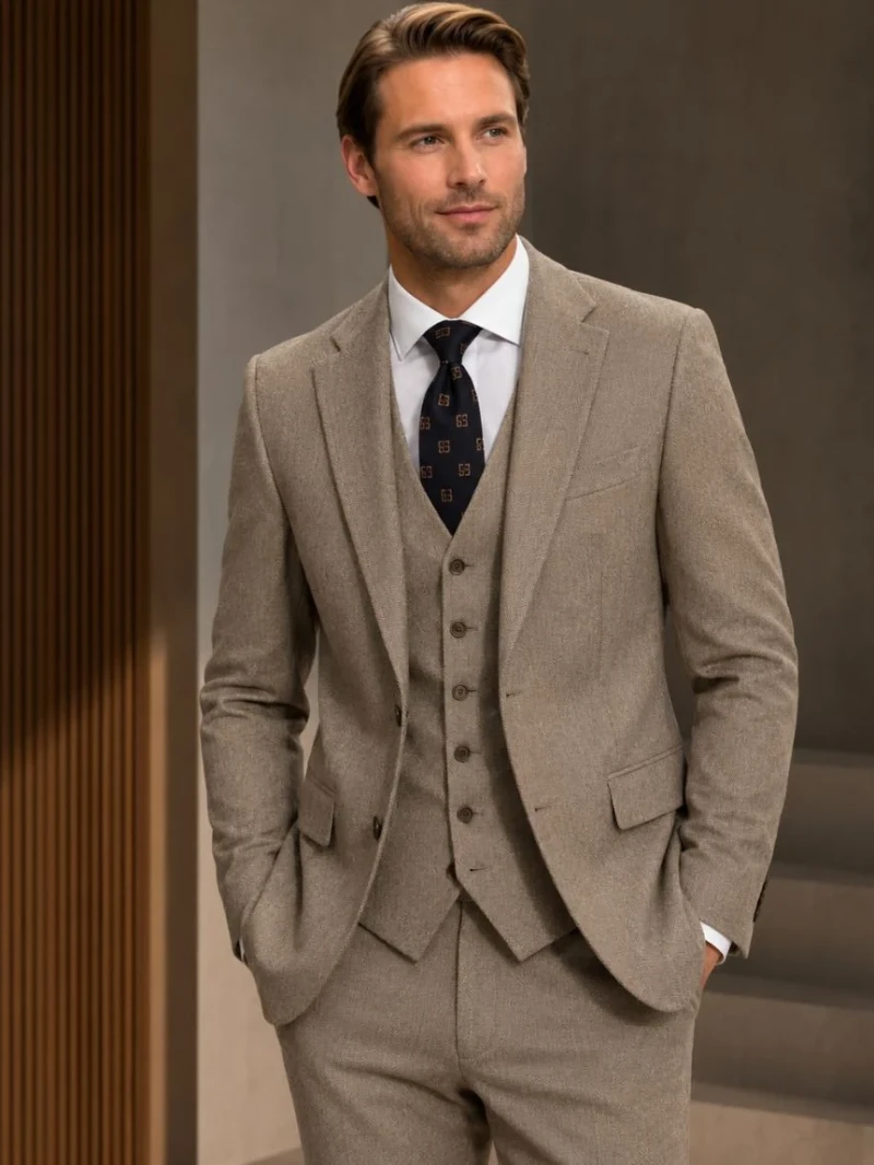 Ashford Cotton Twill Brown Suit