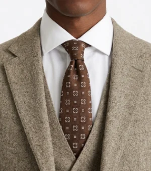 Ashford Cotton Twill Brown Suit Collar