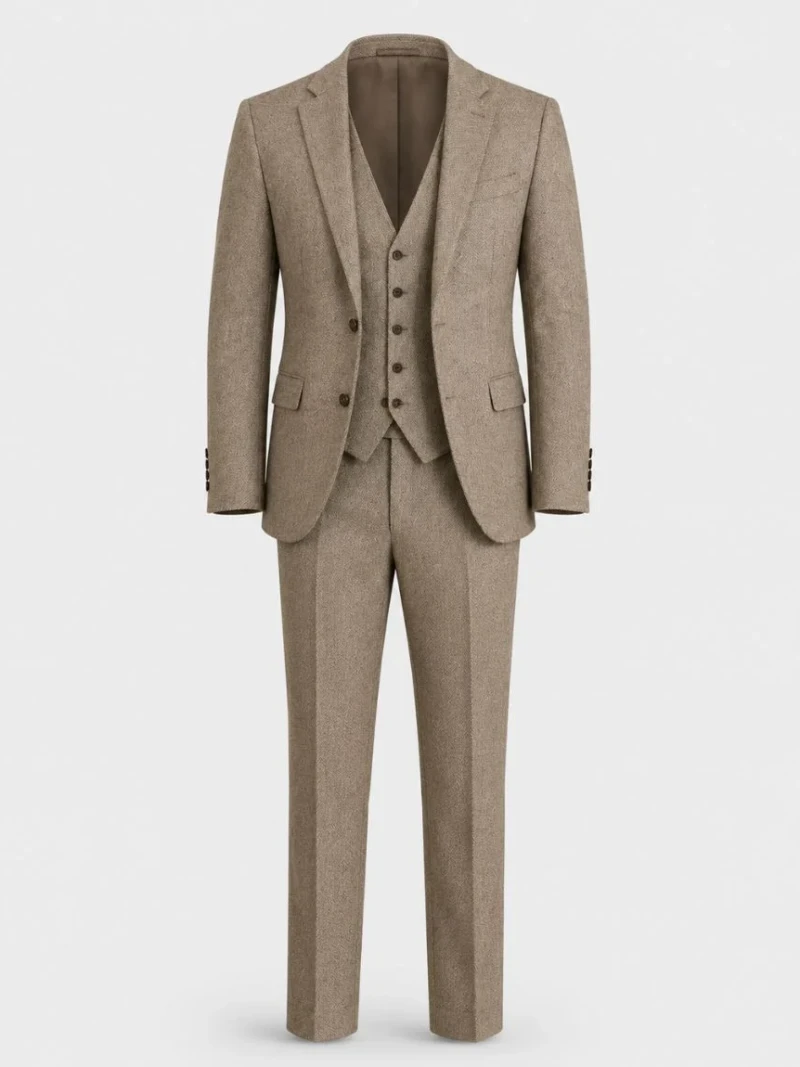 Ashford Cotton Twill Brown Suit Front View