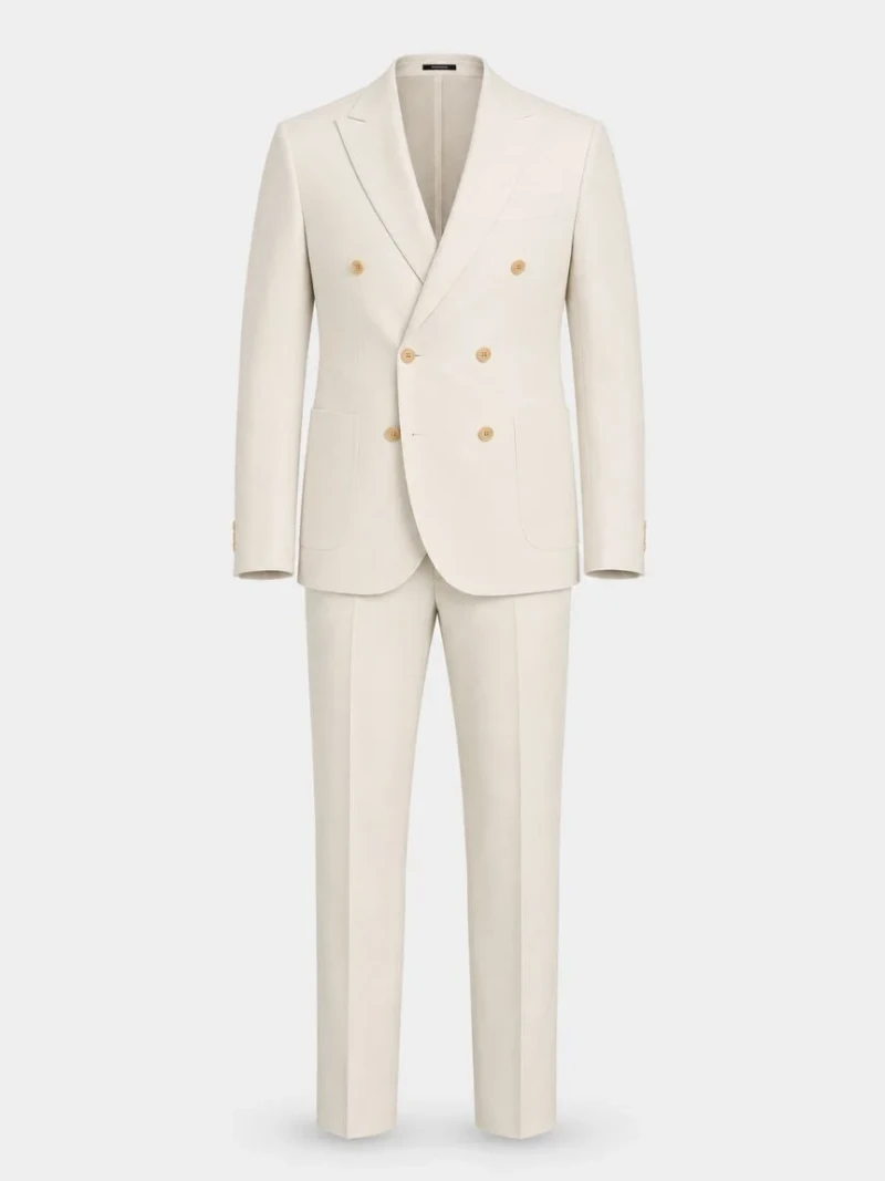 Ashford Cotton Twill Cream Suit Front View