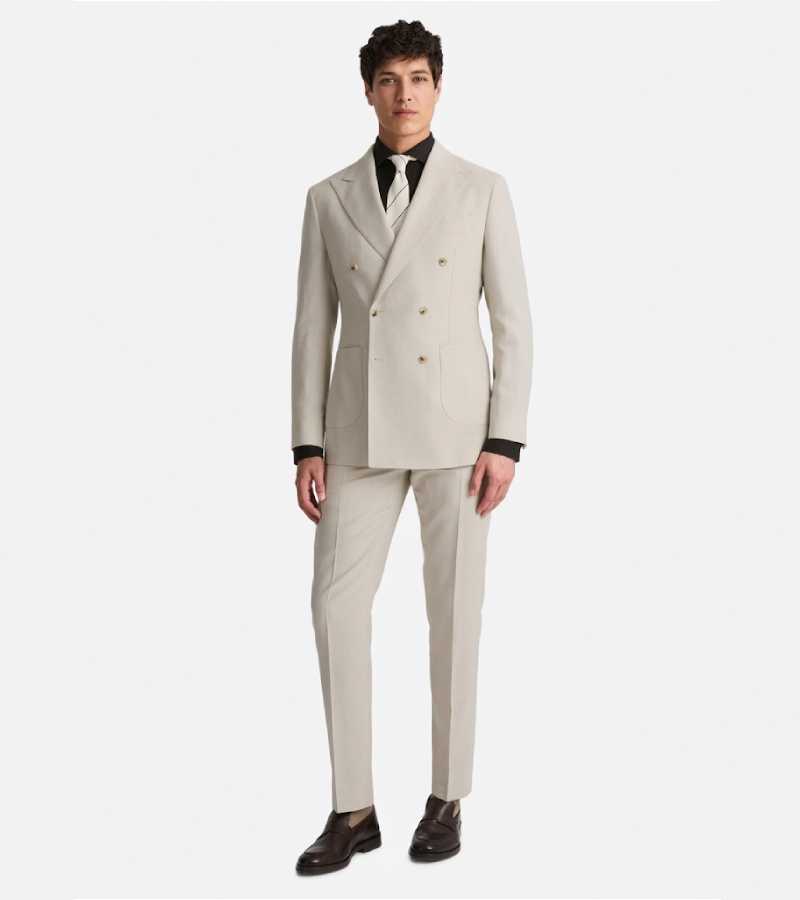 Ashford Cotton Twill Cream Suit Front