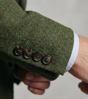 Bellington Tweed Windowpane Green Suit Cuff