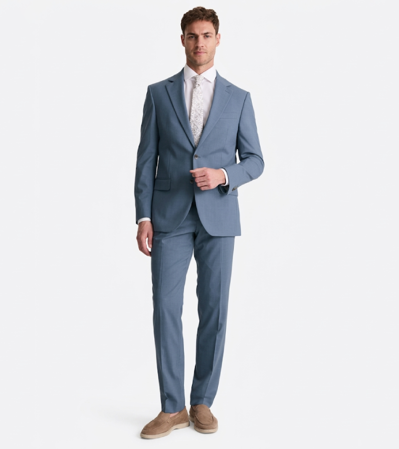 Brighton Cotton Blue Solid Suit Front