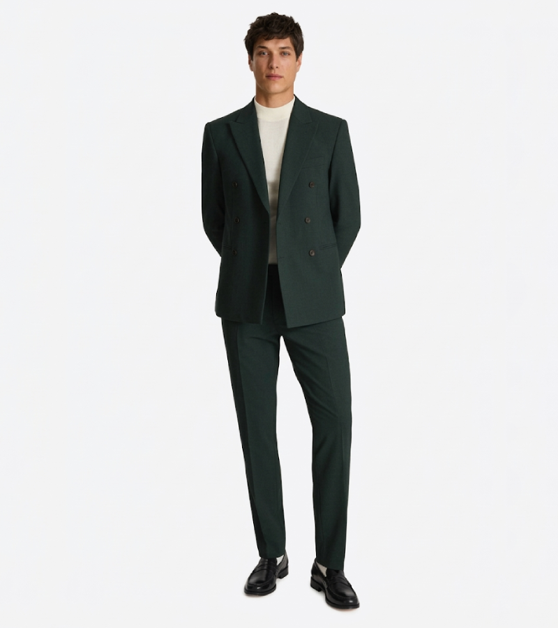 Brighton Cotton Dark Green Solid Suit Front