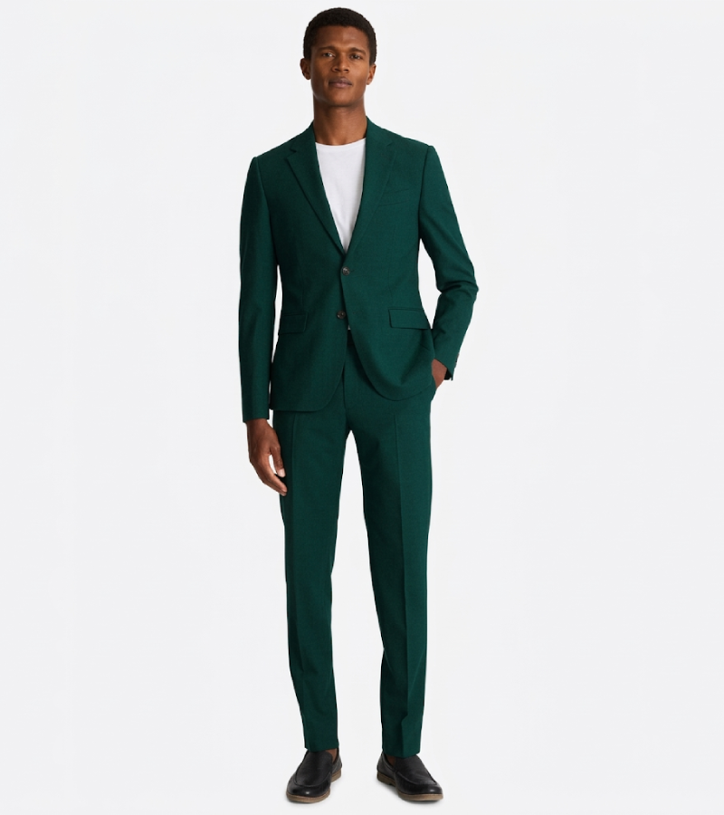Brighton Cotton Green Solid Suit Front