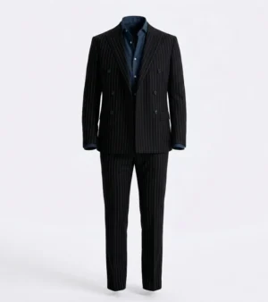 Brighton Cotton Pinstripe Black Suit