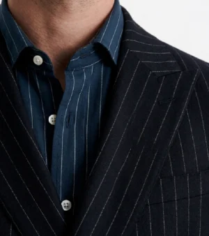 Brighton Cotton Pinstripe Black Suit Collar