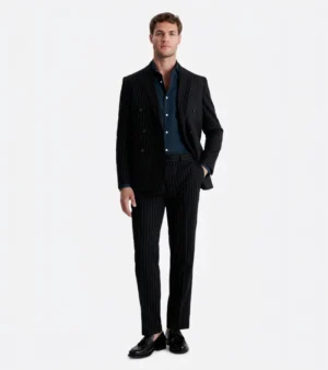 Brighton Cotton Pinstripe Black Suit Front