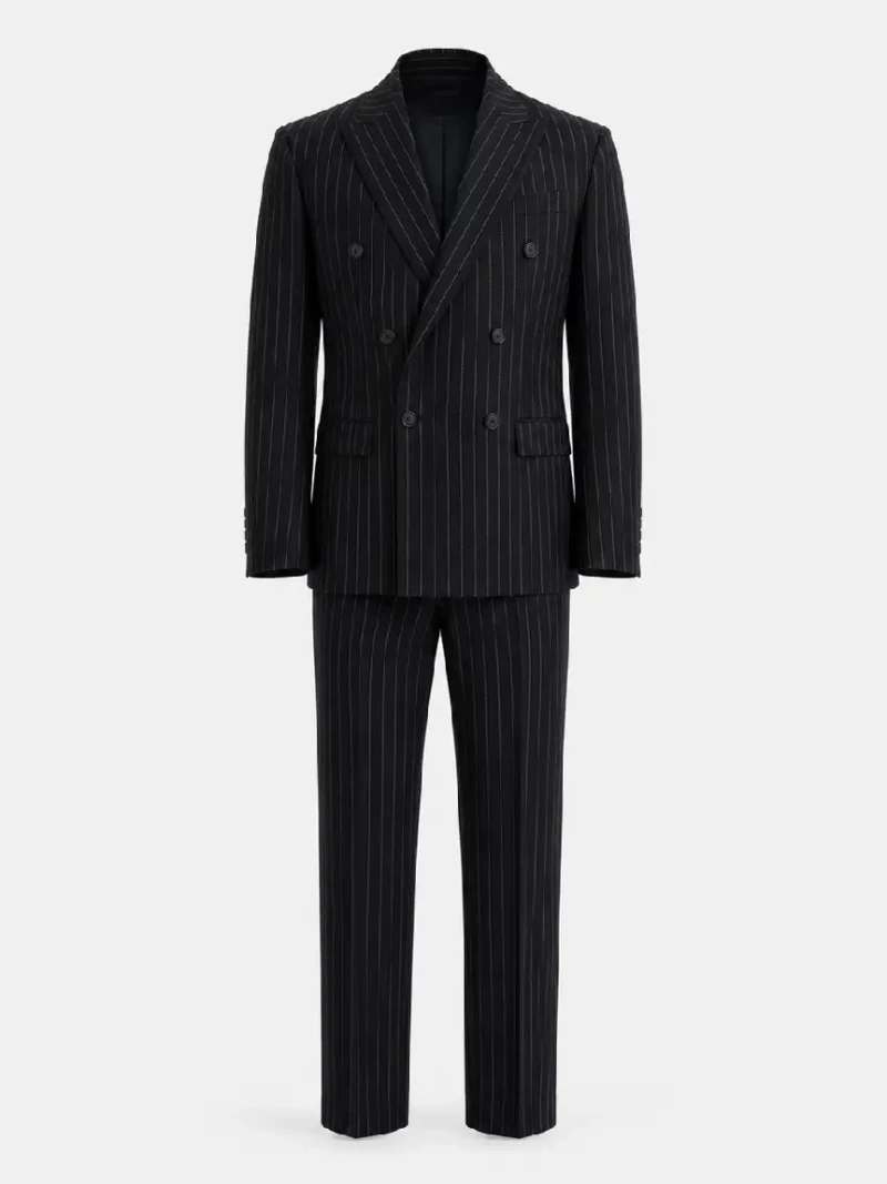 Brighton Cotton Pinstripe Black Suit Ghost Mannequin