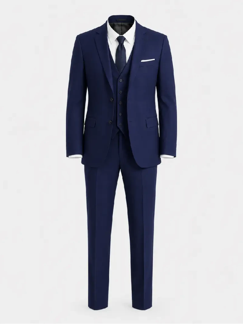 Brighton Cotton Solid Blue Suit Ghost Mannequin