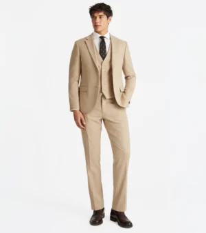 Brighton Cotton Solid Camel Suit Front