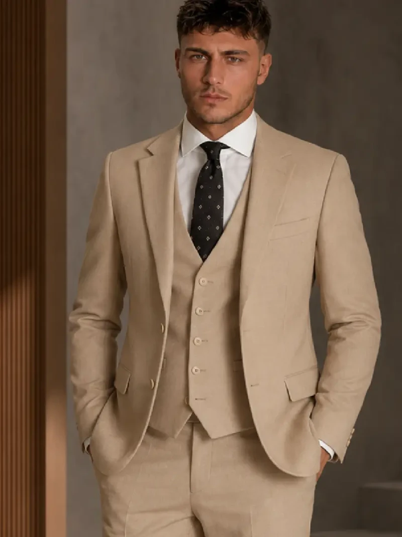 Brighton Cotton Solid Camel Suit Model