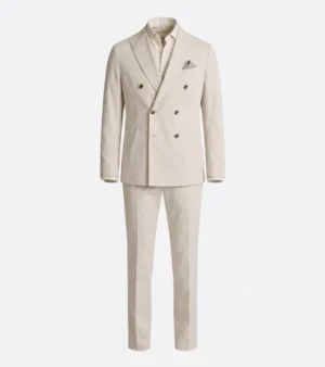 Brighton Cotton Solid Cream Suit