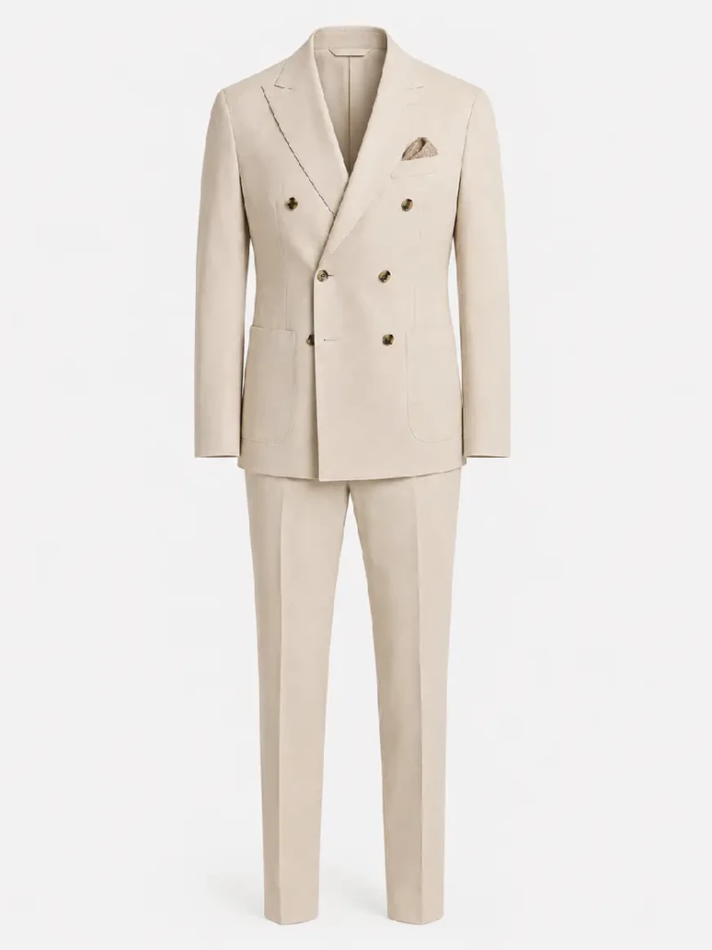 Brighton Cotton Solid Cream Suit Ghost Mannequin