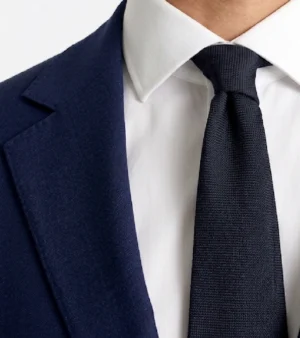 Brighton Cotton Solid Dark Blue Suit Collar