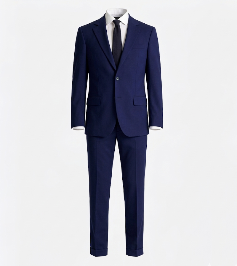 Brighton Cotton Solid Dark Blue Suit