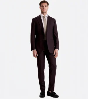 Brighton Cotton Solid Dark Brown Suit Front