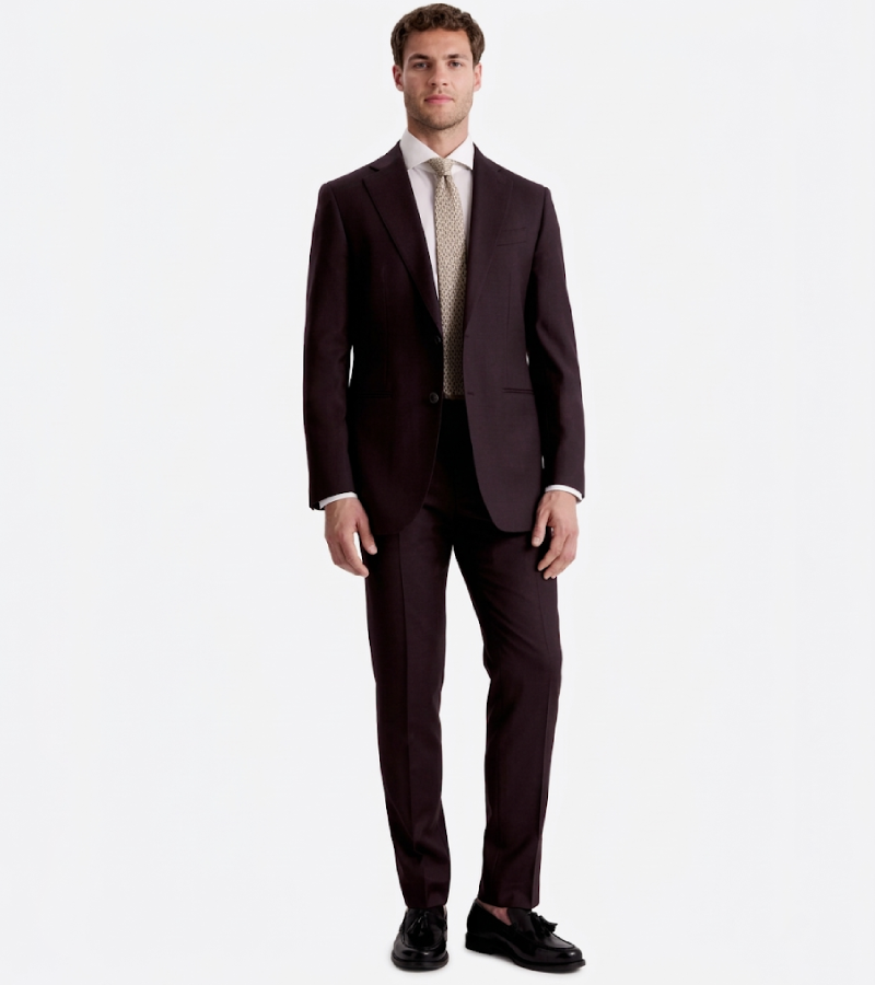 Brighton Cotton Solid Dark Brown Suit Front