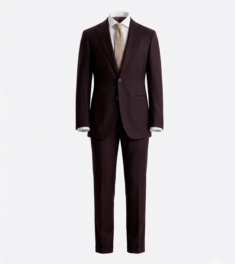Brighton Cotton Solid Dark Brown Suit