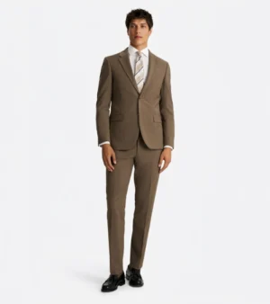 Brighton Cotton Solid Dark Camel Suit Front