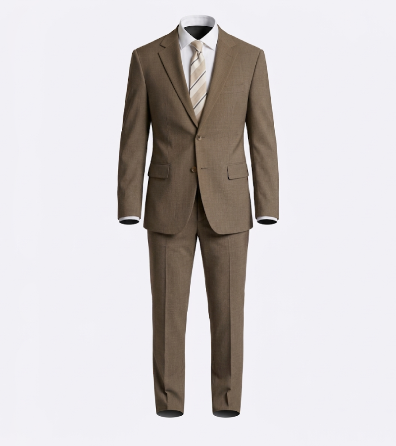 Brighton Cotton Solid Dark Camel Suit