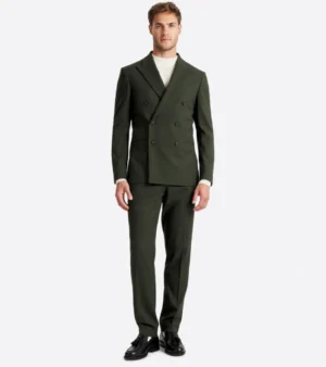 Brighton Cotton Solid Dark Green Suit Front