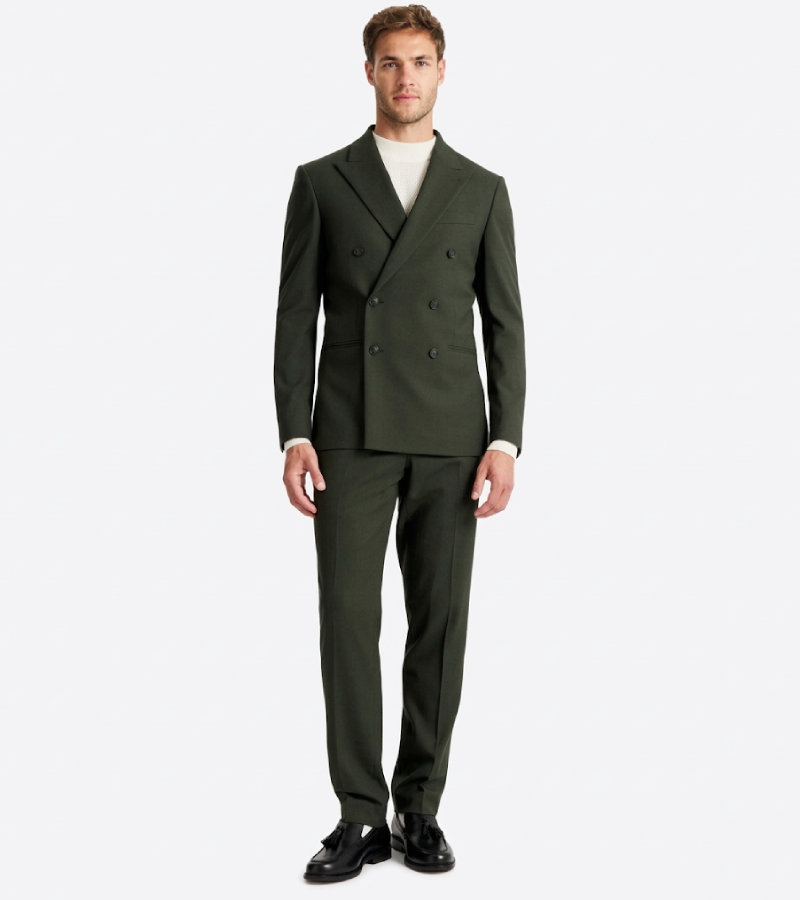 Brighton Cotton Solid Dark Green Suit Front