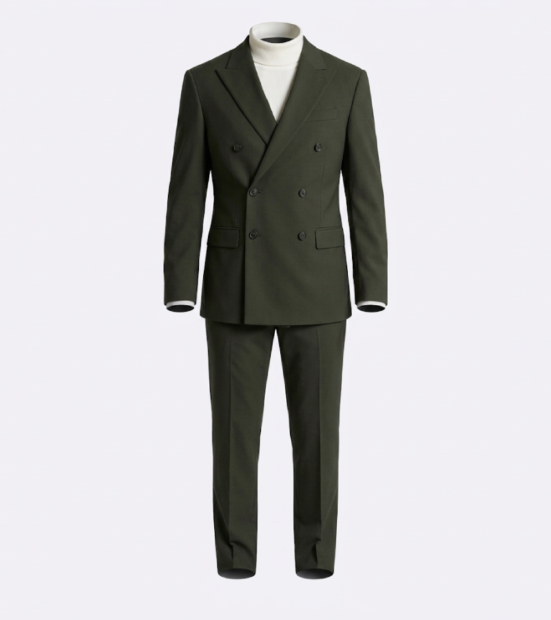 Brighton Cotton Solid Dark Green Suit