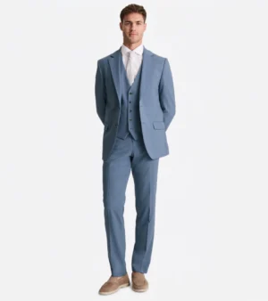 Brighton Cotton Solid Light Blue Suit Front