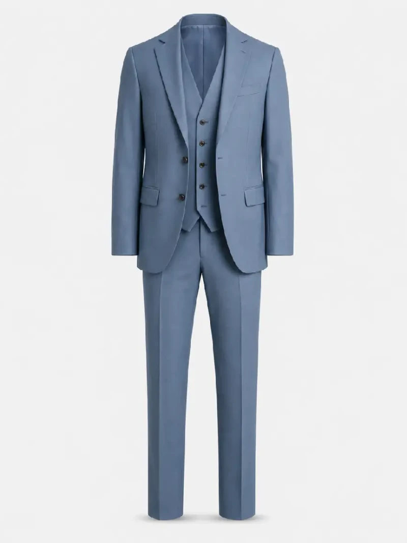 Brighton Cotton Solid Light Blue Suit Ghost Mannequin