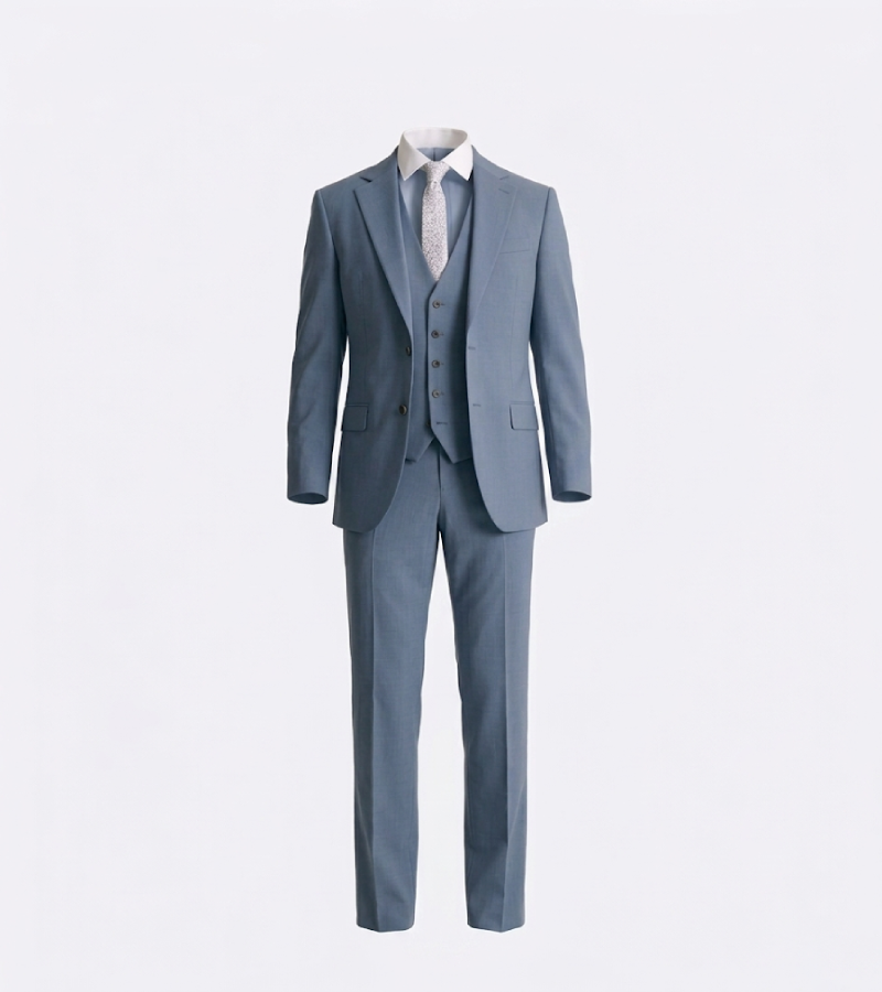 Brighton Cotton Solid Light Blue Suit