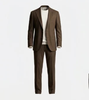 Brighton Solid Brown Cotton Suit