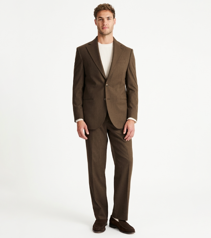 Brighton Solid Brown Cotton Suit Front