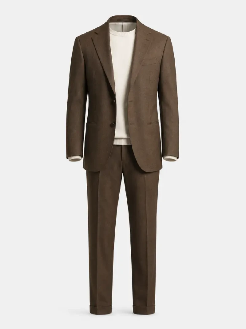 Brighton Solid Brown Cotton Suit Ghost Mannequin