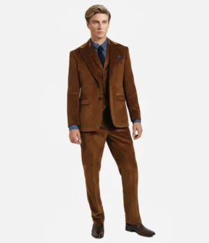Bromley Corduroy Solid Brown Suit Front