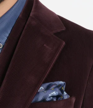 Bromley Corduroy Solid Burgundy Suit Collar