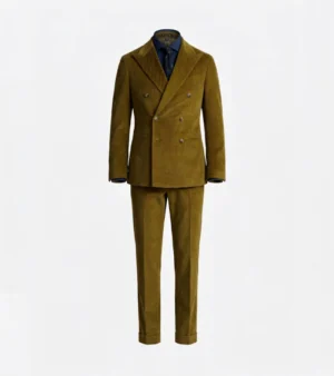 Bromley Corduroy Solid Olive Suit