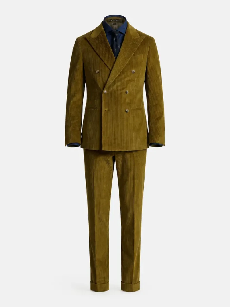 Bromley Corduroy Solid Olive Suit Ghost Mannequin
