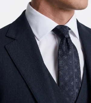 Eastford Navy Check Polyester Suit Collar