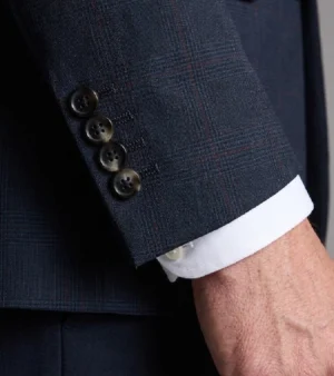 Eastford Navy Check Polyester Suit Cuffs
