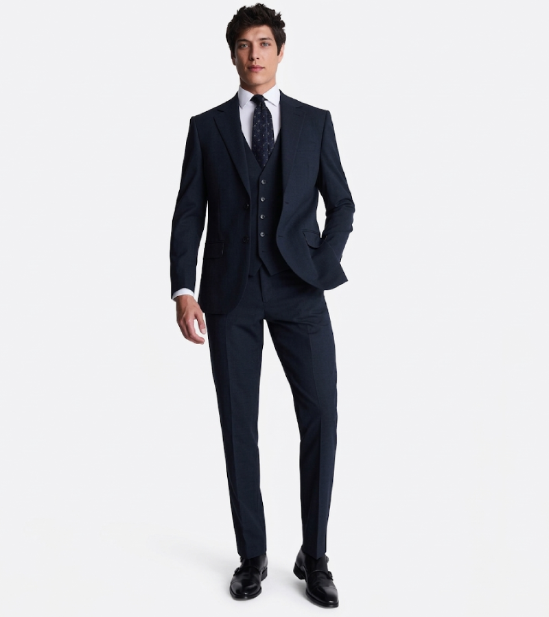 Eastford Navy Check Polyester Suit Front