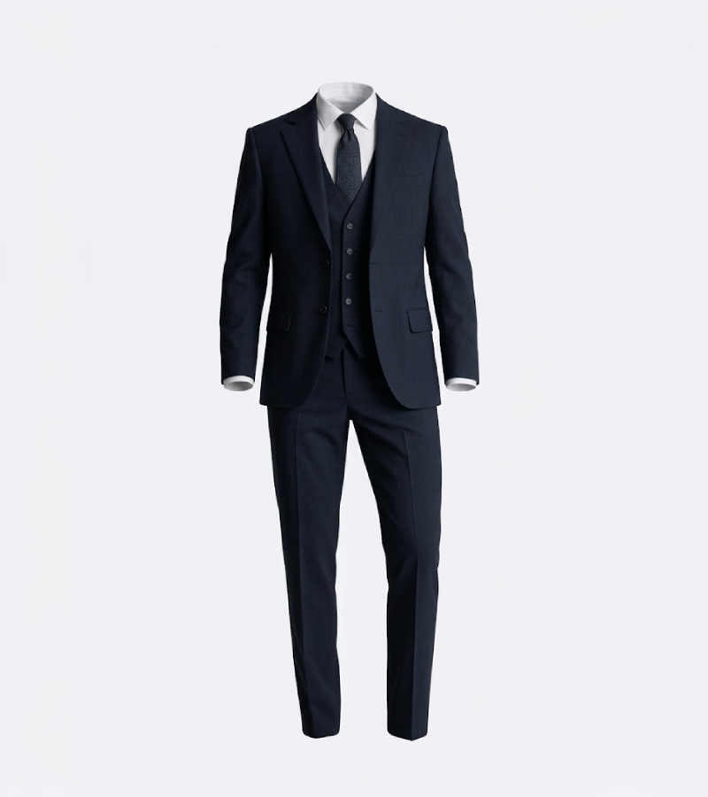 Eastford Navy Check Polyester Suit