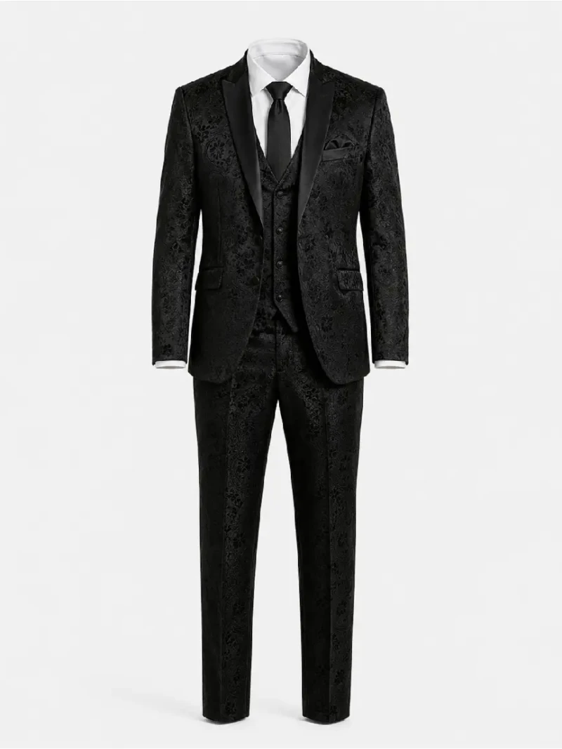 Eastford Polyester Jacquard Black Suit Ghost Mannequin