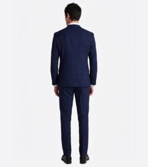 Eastford Polyester Navy Check Suit Back